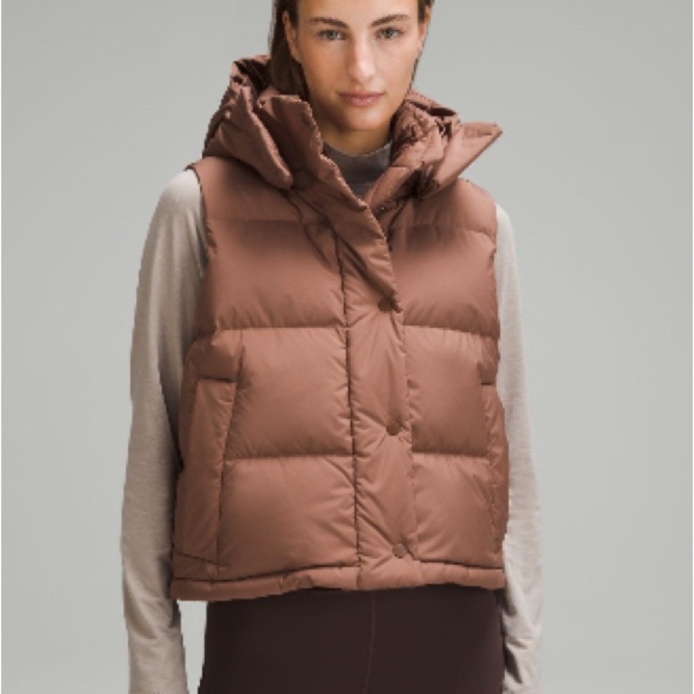 Brown Puffer Vest with Hood